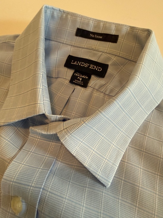 Lands' End Other - Lands’ End Men’s No Iron Dress Shirt – 16½ x 33 – Light Blue Windowpane